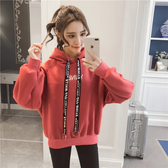 2019 Net Red Section Women Hoodies Coral Fleece Zipper Ladies Sweatshirts Flannel Loose Women Hooded Hoodies