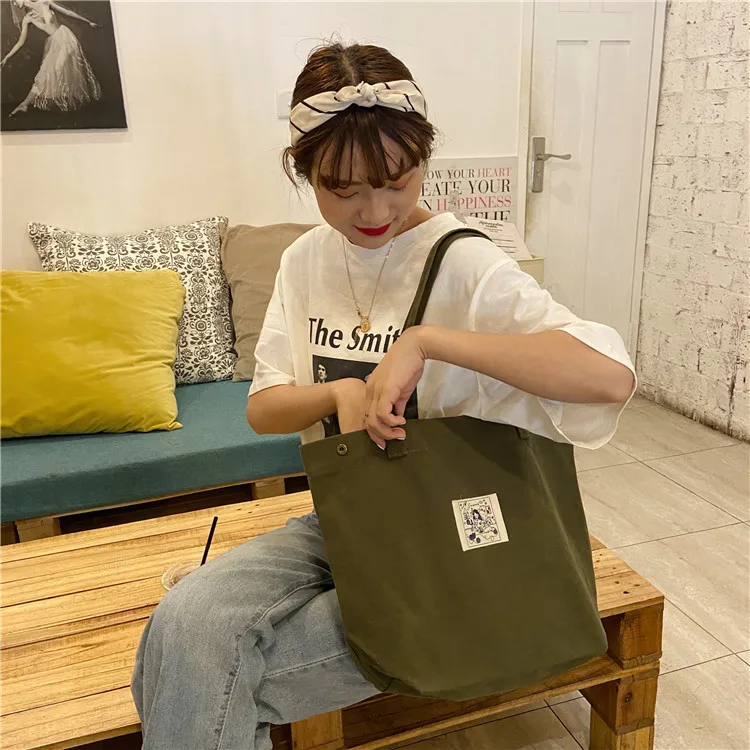 

Ladies Handbags Girl Canvas Tote Bag Shopping Travel Women Eco Reusable Shoulder Shopper Bags High Capacity shopper bag