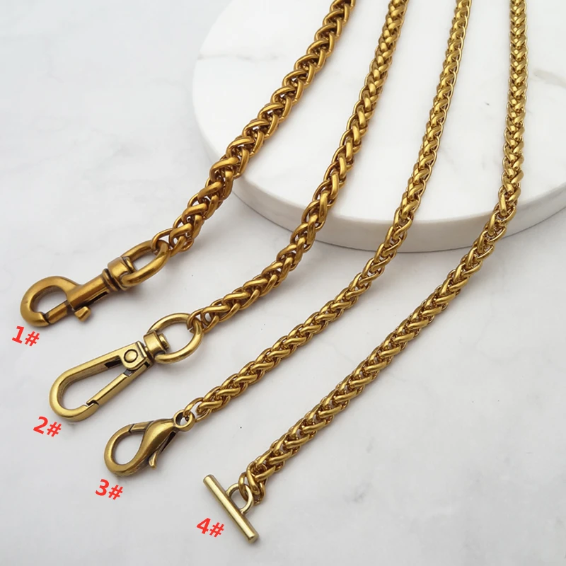 5/6/7mm Golden Metal Bag Chain Metal Purse Chain Shoulder Bag Hardware Bag Parts Woman Bag Handle Clutch Chain With Clasp