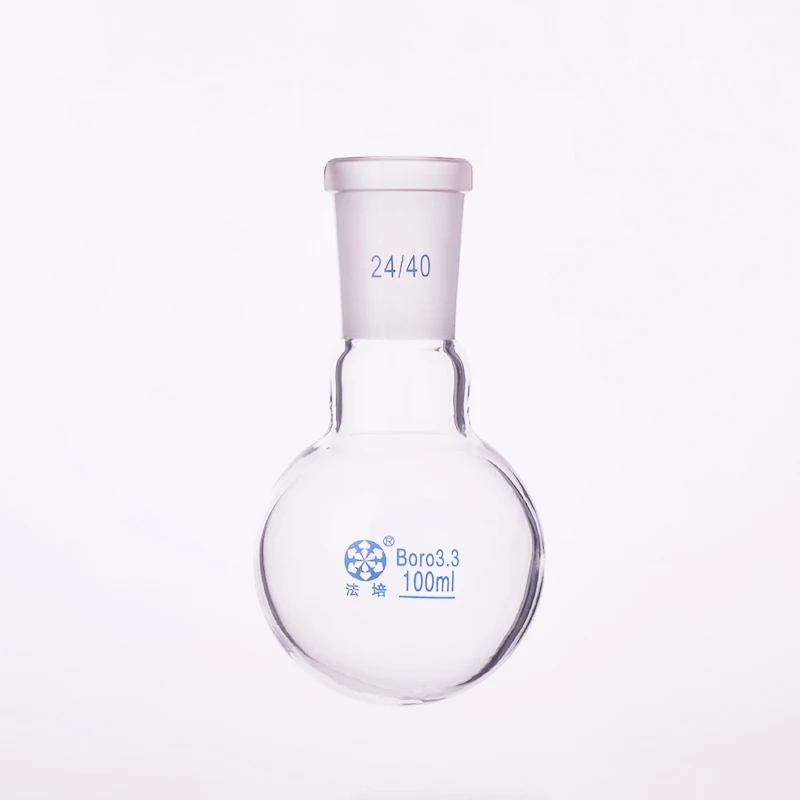 fape frasco de fundo redondo de boca unica padrao capacidade 100ml e junta 24 40 frasco redondo de pescoco unico vidro de borosilicato 01