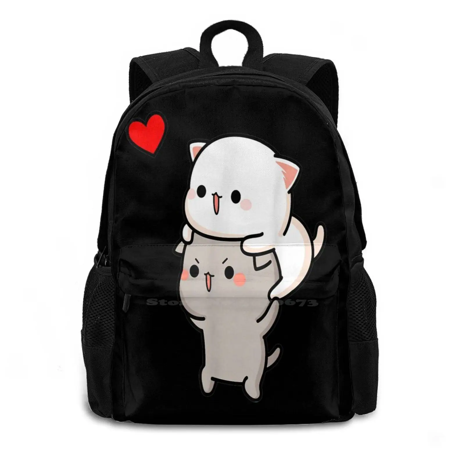 Mochi Peach Cat Goma Home My Love Valentines Lovers camiseta mochila para estudiantes escuela portátil bolsa de viaje amor gato Animal Mochi