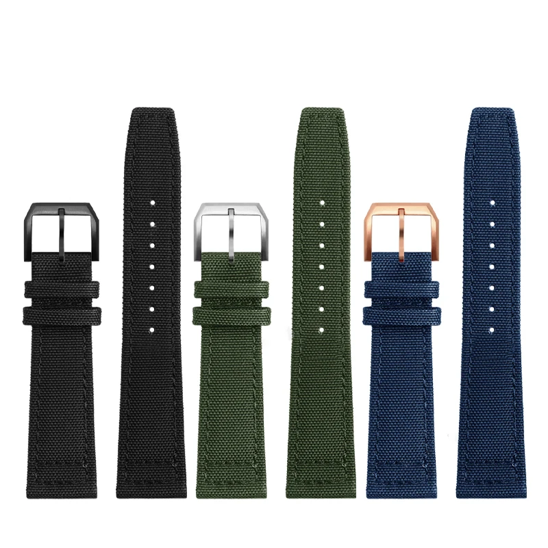 20mm 21mm 22mm Nylon Canvas Fabric Watch Band for Iwc Pilot Spitfire Timezone Top Gun Strap Folding Clasp Belts Wristwatch Strap