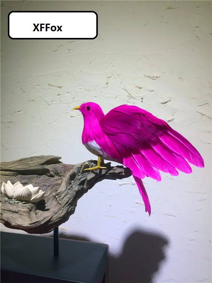 

Ярко-розовая модель птицы с реалистичными крыльями из пенопласта и перьев, 20 см, подарок-игрушка для детей и взрослых