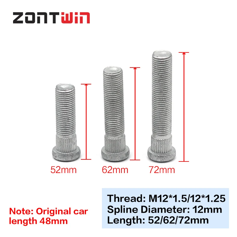 5Pieces Spline Diameter 12mm Forged Wheel Hub Spline Bolt Screw length 52/62/72mm Suit for Honda Suzuki M12x1.5 12x1.25