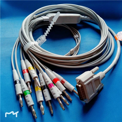 Compatible with EDAN SE-1/SE-3/SE-601A EKG Machine the One-piece 10 lead ECG cable and 4.0 Banana leadwires