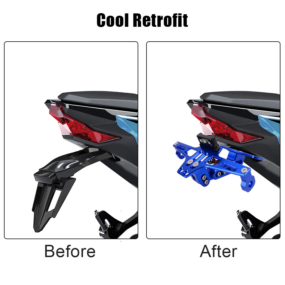 Motorcycle License Number Plate Holder Frame Universal with LED Light Turn Signal Light Bracket image 4
