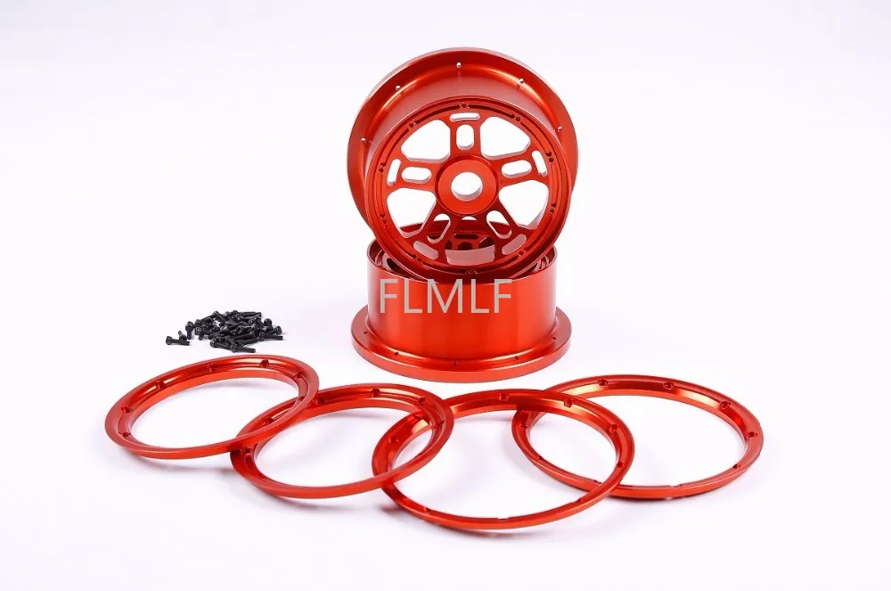 CNC Metal Wheel Hub Kit with Outer and Inner Beadlock Fit for 1/5 Losi 5ive-t Rovan LT King Motor X2