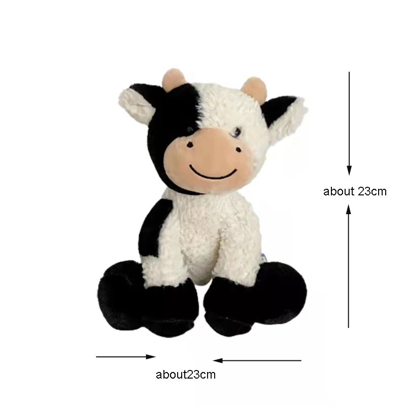 23cm Cute Sitting Milk Cow Cartoon Plush Toy New Design Lifelike Cattle Plushie Doll Kawaii Room Decor Stuffed Toys For Children