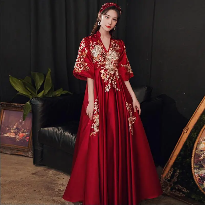 

Oriental Original Wedding Hanfu Fairy Dress women Red Traditional Ethnic clothing embroidered elegant asian costume