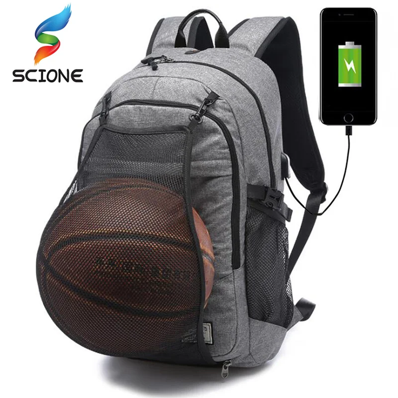 Outdoor Men\'s Sports Gym Bags Basketball Backpack School Bags For Teenager Boys Soccer Ball Pack Laptop Bag Football Net Gym Bag