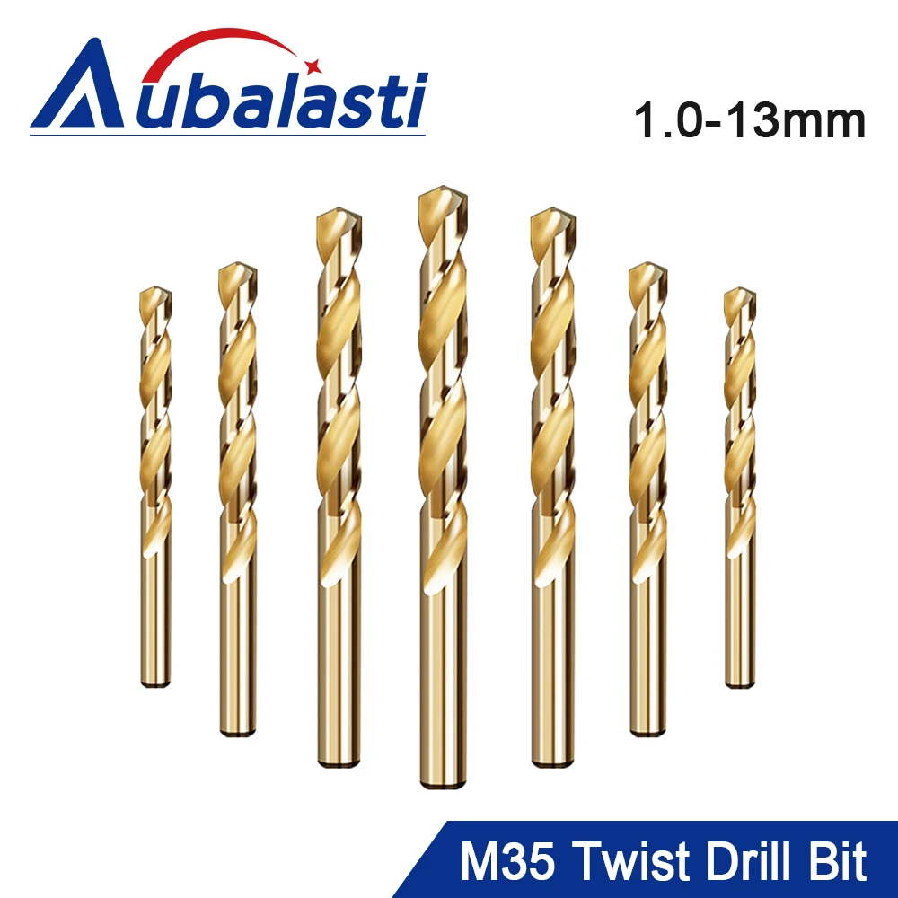 

Aubalasti 10Pcs 5Pcs 1.0-13mm HSS M35 Cobalt Coated Twist Drill Bit Wood/Metal Hole Cutter Round Shank Gun Drill Bit