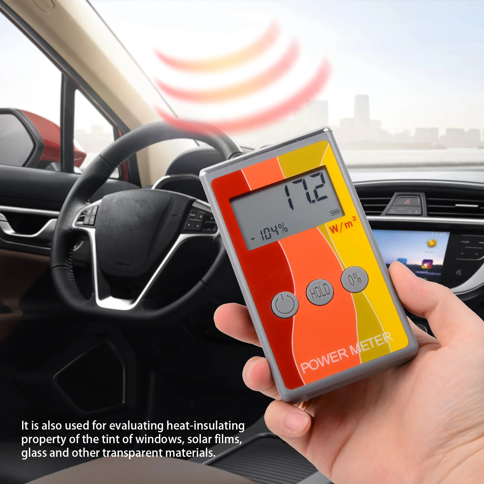 FOSHIO IR Solar Power Meter Infrared Intensity with Rejection Value Energy Tester Car Film Window Glass Heat-Insulating Tester