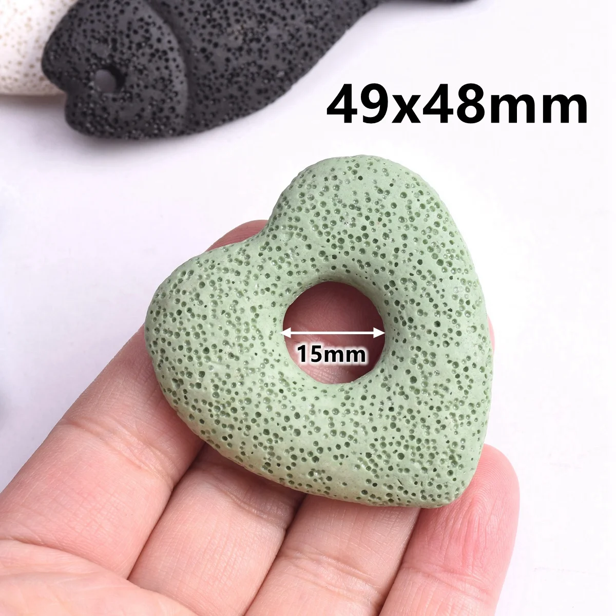 1pcs Heart/Fish Shape 50mm/70x32mm Natural Volcano Lava Stone Loose Crafts Pendant Bead for Jewelry Making DIY Necklace Findings