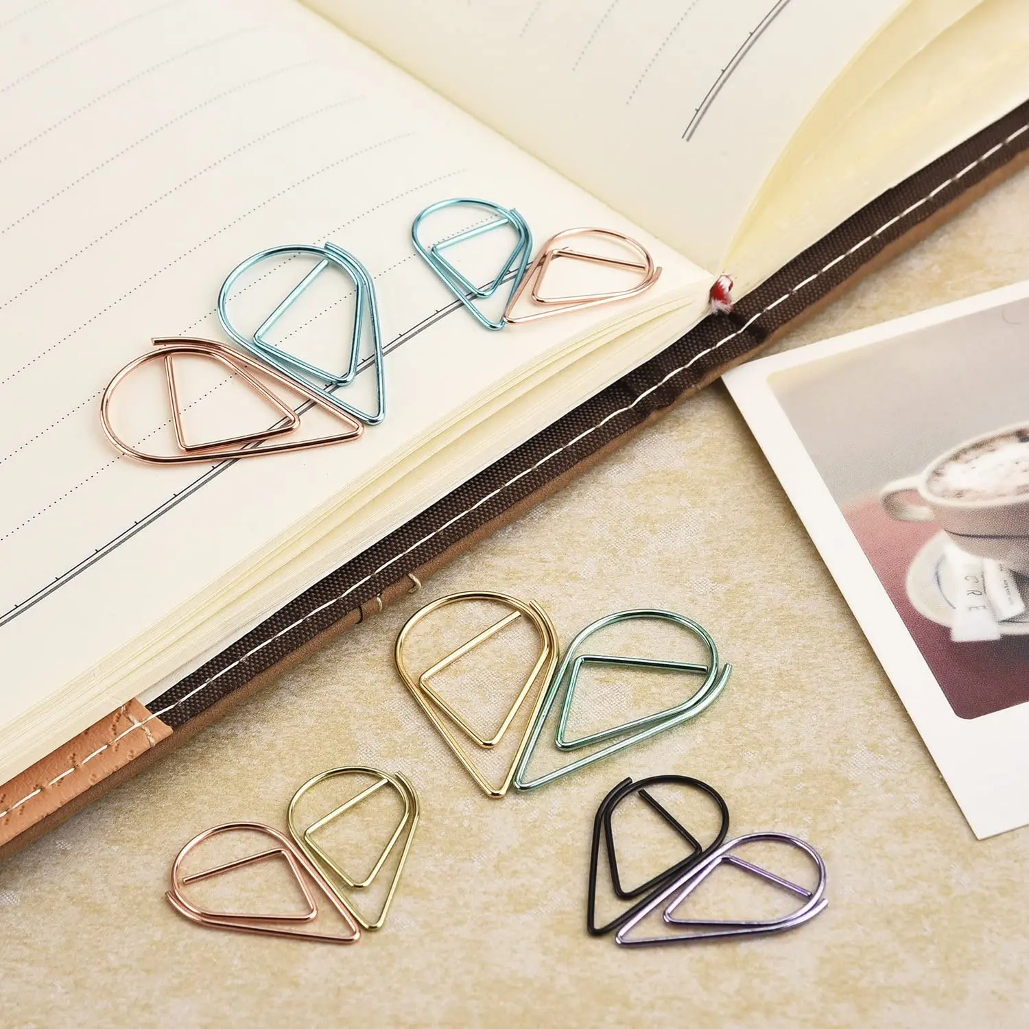 100 Pieces Multicolor Paperclips Metal Paper Clips Colored Paper Clamp Note Clips for School Office Wedding