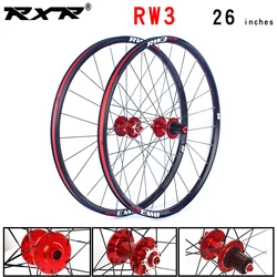 RXR 산악 자전거 바퀴 합금 휠셋, MTB 자전거 허브, 24 홀 rw3 디스크 브레이크, QR 7/11 속도, 전면 2 개 후면 4 개 베어링, 26 인치