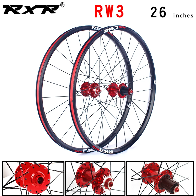 RXR Mountain Bike Wheels 26'' MTB Bicycle hubs 24Holes rw3 Disc Brake QR 7/11 Speed front 2 rear 4 bearings Alloy Wheelset