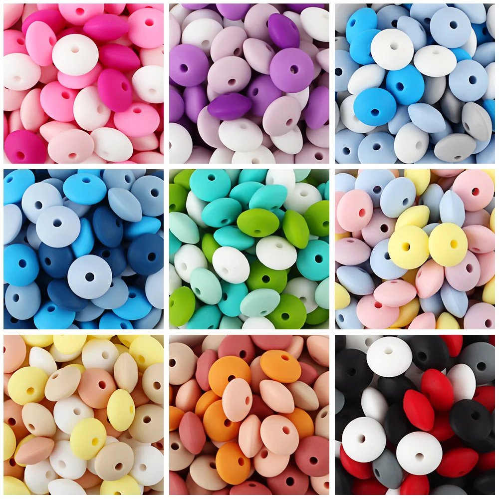 20Pcs Silicone Beads Baby 12MM Lentil Beads DIY Pacifier Clips Chain Pendant BPA Free Eco-friendly Baby Teether Toys Accessories