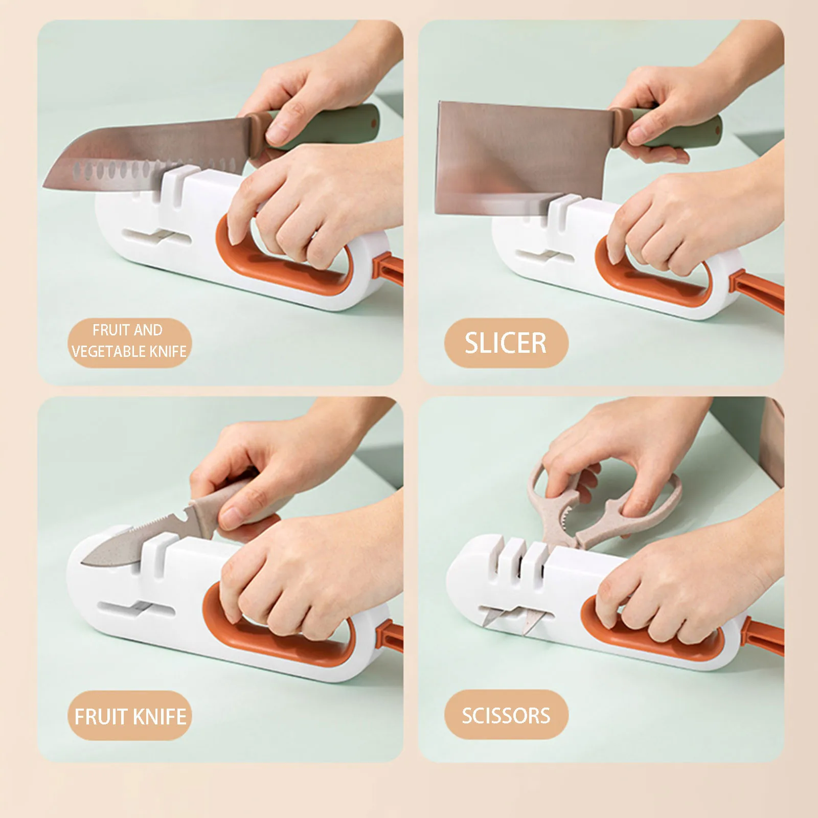 Xiaomi-cordel de silicona 4 en 1, afilador de cuchillos multifuncional antideslizante, afilador de cocina, tijeras de afilado rápido, herramienta de cocina