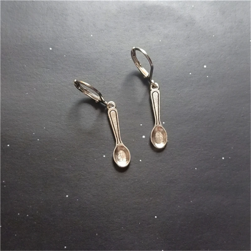 Mini Spoon Drop Leverback Earrings, Miniature Handmade Teaspoon Jewellery, Spoon Charm, Cool Earrings