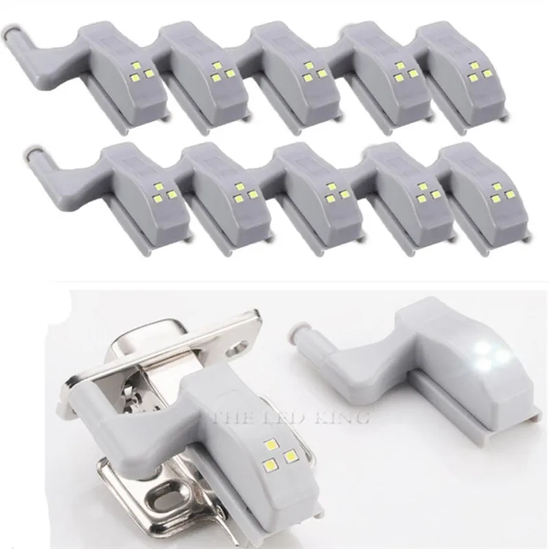 10Pcs LED Under Cabinet Light with Battery Smart Touch Universal Cupboard Hinge Lamp Sensor Night Light for Closet Wardrobe