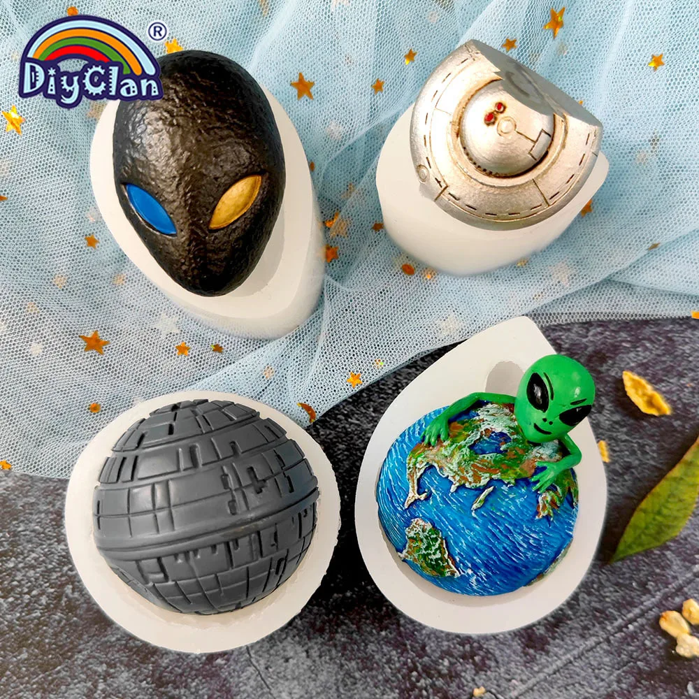 Alien Planet UFO Model Silicone Mold Extraterrestrial Styles Decoration Mould DIY Crafts Resin Gypsum Chocolate Cake Tools