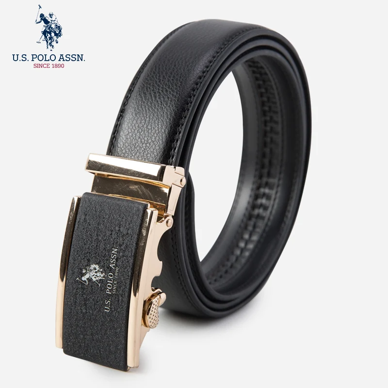 Us Polo Assn Men\'s Cowhide Belt Business Casual Formal Wear Fashion Youth Wild Tide Brand New Gold And Silver Color Belt