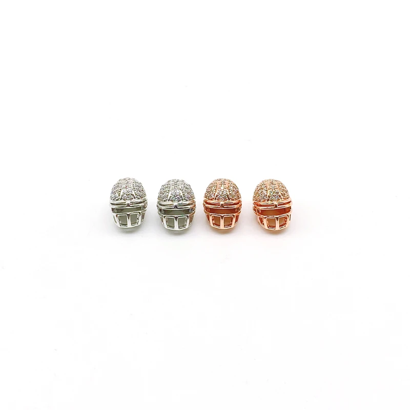 5pcs/lot Wholesale Of DIY Jewelry CZ Paved Helmet Spacer Beads For Men Jewelry Making