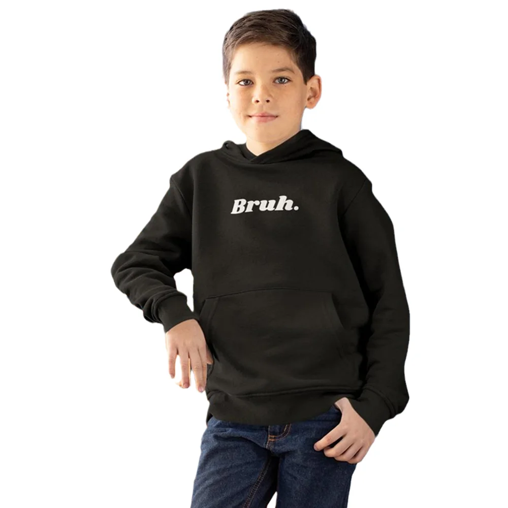 

Teen Boy Hoodie Bruh Hoodie For Boys Funny Thcik Fleece Winter Hoody Kids Gift TopHoliday Gift For Childrens