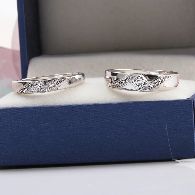 Buyee 925 Sterling Silver Wedding Ring Light White Zircon Ring Finger dla kobiet mężczyzn Fashion Party Couples Fine Jewelry Ring Sets — zdjęcie 5