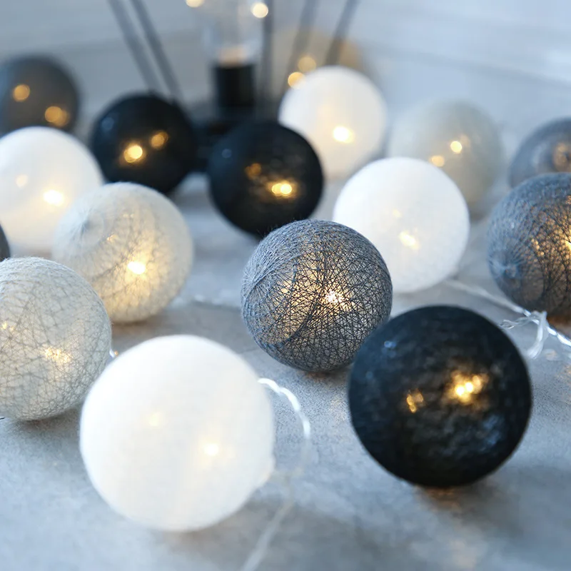 Guirnaldas de bolas de algodón para decoración navideña, guirnalda de luces de hadas para exteriores, jardín, calle, regalos de Año Nuevo, 3M, 20 led