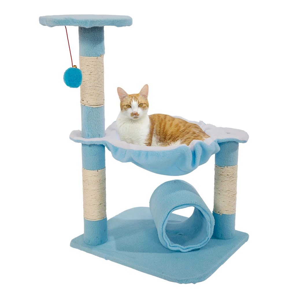 Cat Climbing Holder Tower Tree Frame Toys Stable Cute Sisal 45x37x71CM Soft Comfortable Lamb Blue/Green[US-Stock]