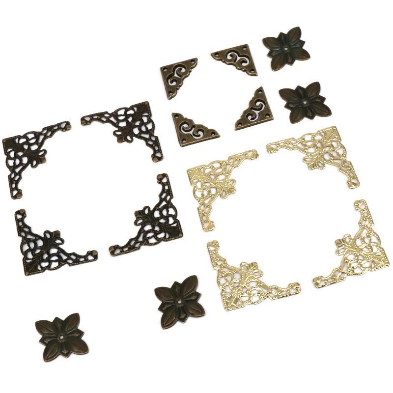 12pc Small Jewelry Box Chest Gift Wine Wooden Case Book Scrapbook Photo Album Frame Decorative Corner Edge Protector