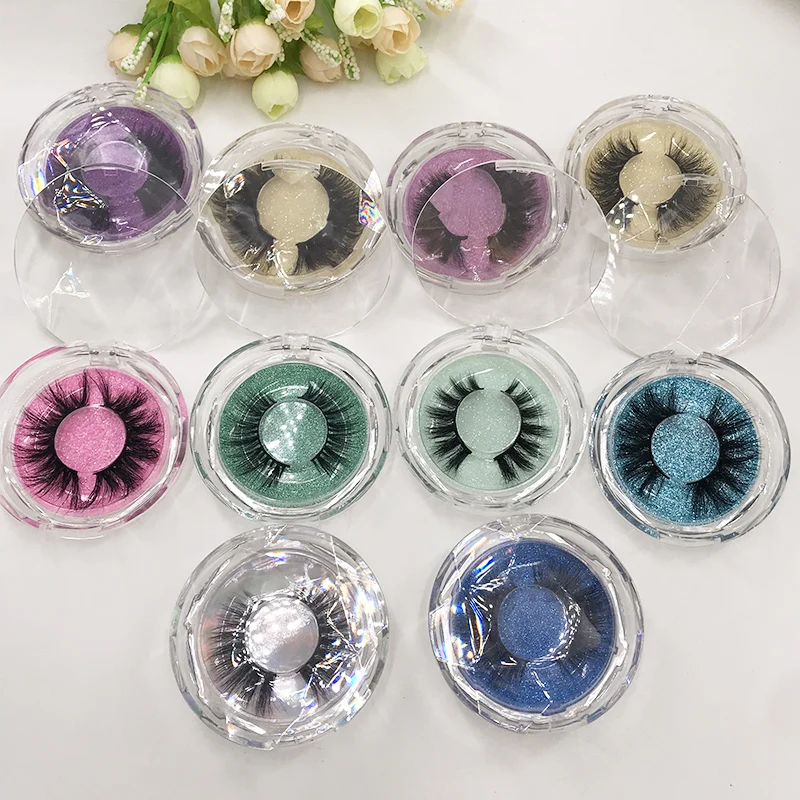 

Round Lash Case Regular Mink Eyelashes 5D Colorful Background Available