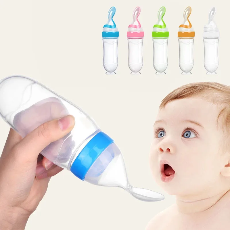 Silicone BabyFeeding Spoon Silicone Food Supplement Children's Rice Paste Bottle Babies accessories newborn Toddler Baby Goods