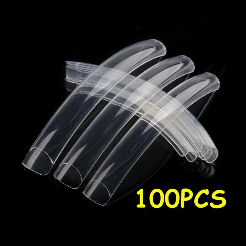 HUIQIRS 100Pcs/lot Natural Color Empress Curve Fake Acrylic SPECIAL LONG SALON FALSE NAIL TIPS Nail Art Tips False Nails
