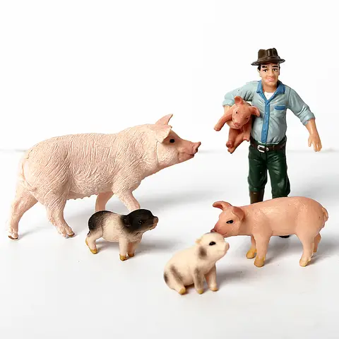 Simulerad vildsvinsgrismodell gårdsdjur gris familjeset figurer actionfigur pedagogiska leksaker för barn heminredning 8 best sales leksaker med bondgårdsdjur - №8