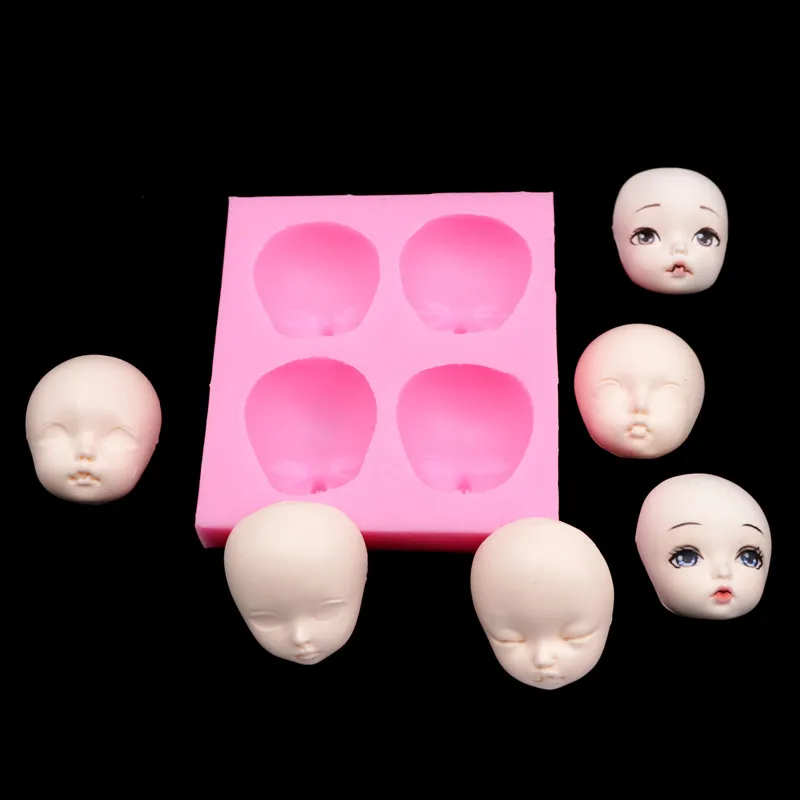 Clay Plasticine mold 4 in 1 Cute face mold ultra light clay soft ceramic fondant face mold bjd silicone SD doll face