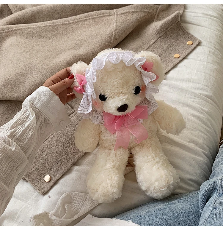 Ragdoll – petit sac Lolita pour femmes, mignon, poupée ours en peluche, sacoche à nœud papillon, princesse Kawaii, uniforme JK pour filles