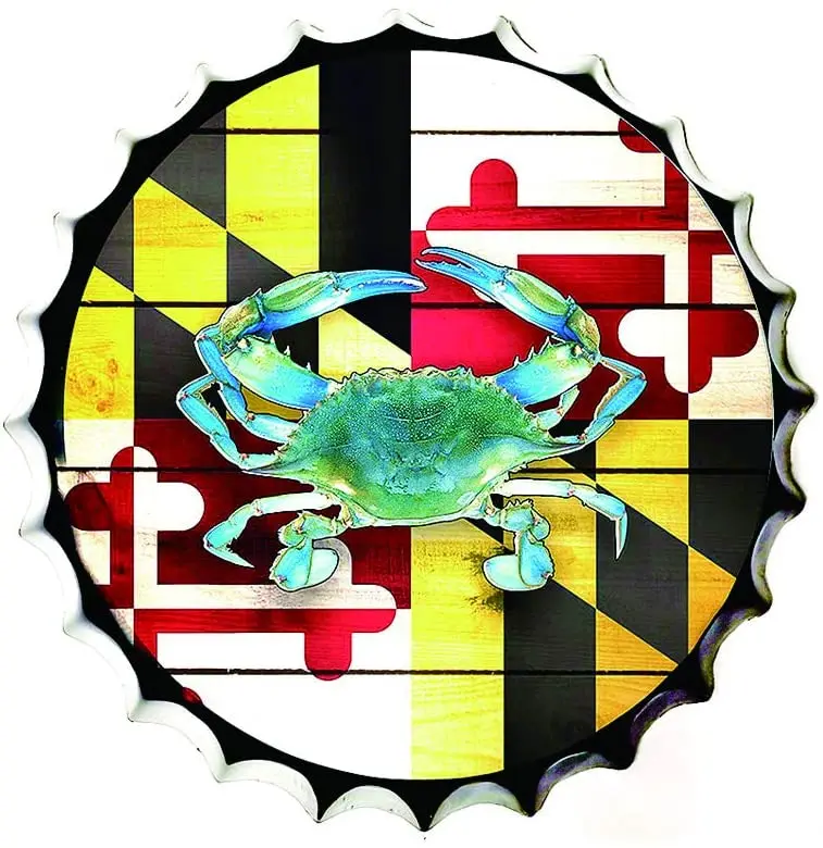 Art Crab Bottle Caps Metal Tin Signs Cafe Beer Bar Decor 13.8