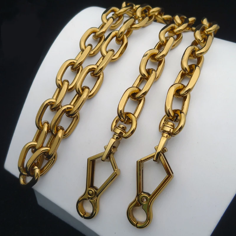 14mm Gold Color Bag Chain Metal Aluminium Chain Woman Bag Handle Brand Metal Bag Strap Long Clasp with Hook High Quality