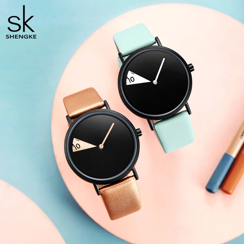 Shengke Creative Women Quartz Watch Fashion Leather Montre Femme Brand Watches For Girl Reloj Mujer Colorful Relogio Feminino