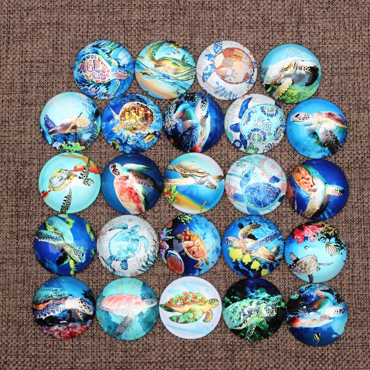 From 8mm to 30mm Random Mixed Round Sea turtle Animal Cabochons Pattern Glass Flatback Photo Base DIY Making Accessories Paired