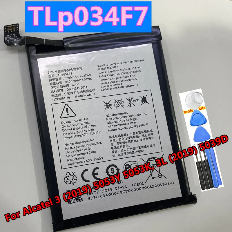 Original 3500mAh TLp034F1 TLp034F7 Battery for Alcatel 3 (2019) 5053Y 5053K, 3L (2019) 5053D 5039D Cell Phone