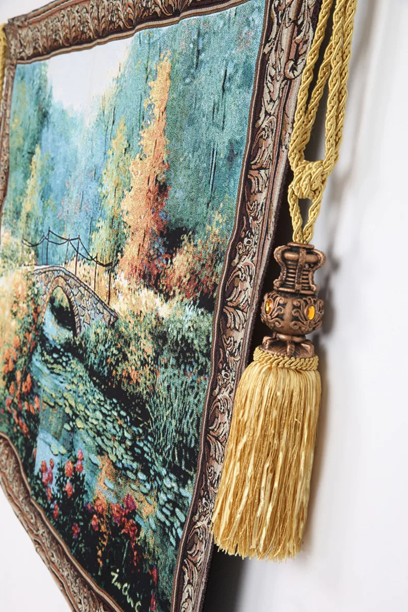 Belgian Tapestry Yarn Dyed Cotton Jacquard Tapestry Non-printing Luxury Ornament Room Wall Decoration Silent Bridge 138*110 cm