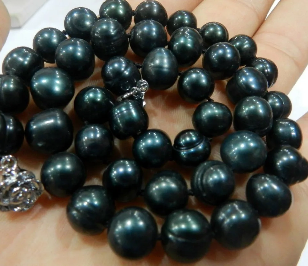 

GENUINE 9-10MM BLACK NATURAL TAHITIAN PEARL NECKLACE 28% Discount 5.6