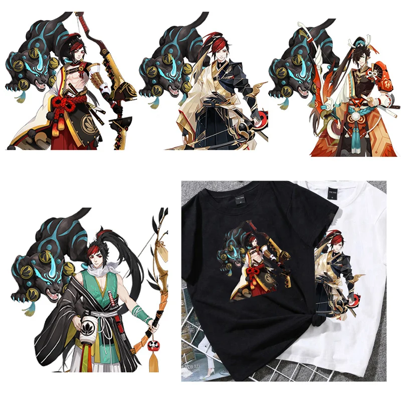 Anime Game Onmyoji naszywki na ubrania przenikania ciepła naklejki termiczne DIY zmywalny T Shirt żelazko na Transfer odzież z nadrukiem Patch