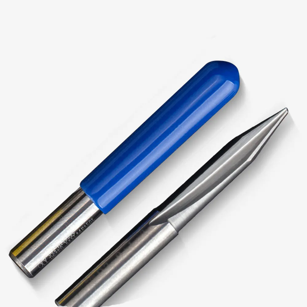 Vsharp 2 Flöten V Spitze Schaftfräser 6 mm Schaft Doppelklinge gerade Nut CNC Gravur Bit scharfes Schnitzwerkzeug für die Holzbearbeitung – Detail 8