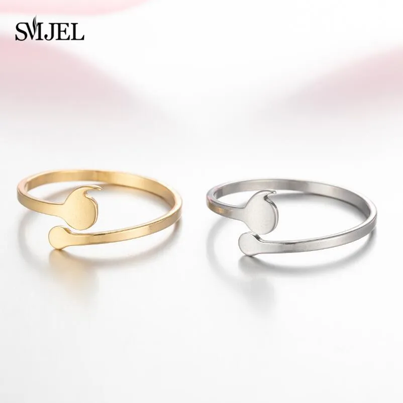 Creative Semicolon Design Opening Wave Rings For Women Men Stainless Steel Inspirational Jewelry Graduate Gifts For Lover Gifts view 3