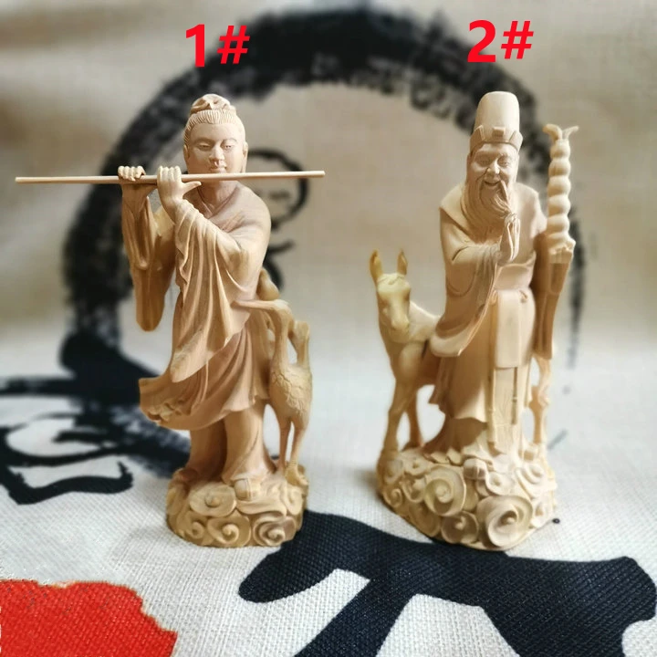 Taoist crafts, boxwood floating statues, Eight Immortals: tie Guai Li, Zhong Li, LV Dongbin, Zhang Guolao, Cao Guojiu