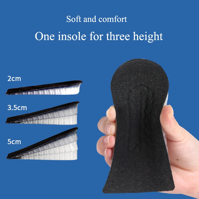 Increased height Insoles Three-Layer Detachable Lift Pad Comfortable Shock Absorption for Men Women Height Adjustable